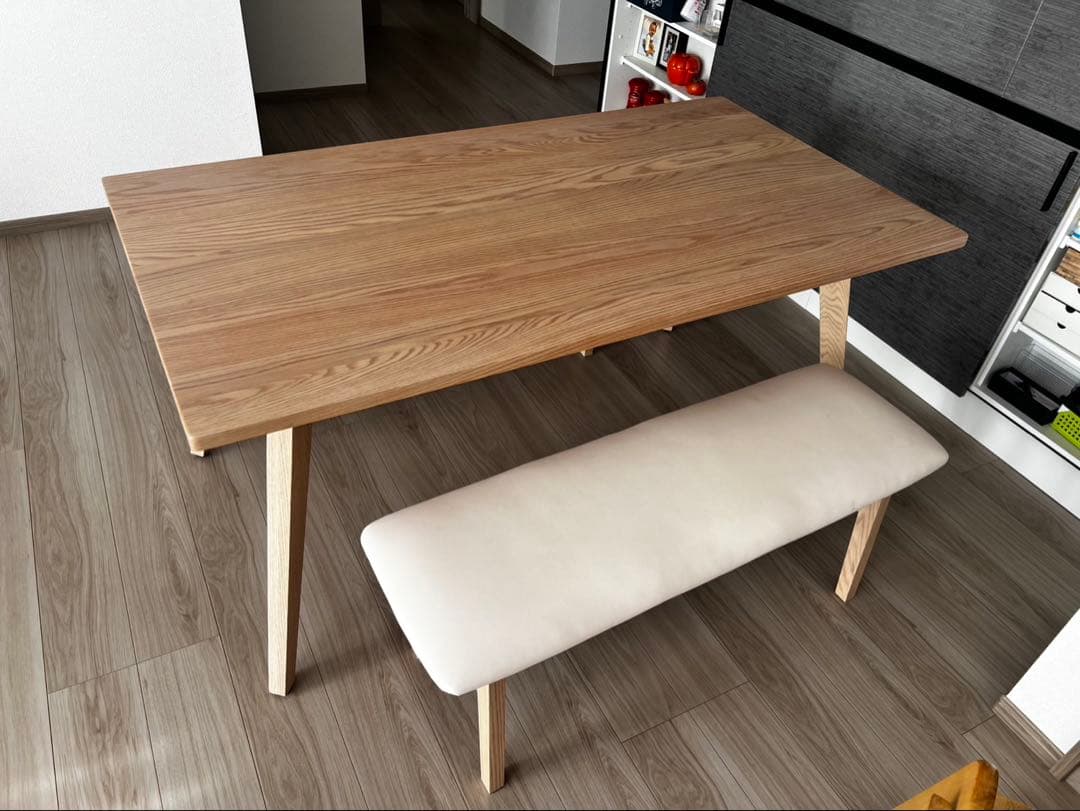 ナチュラル木製ダイニングテーブル ベンチ付き総額１５万