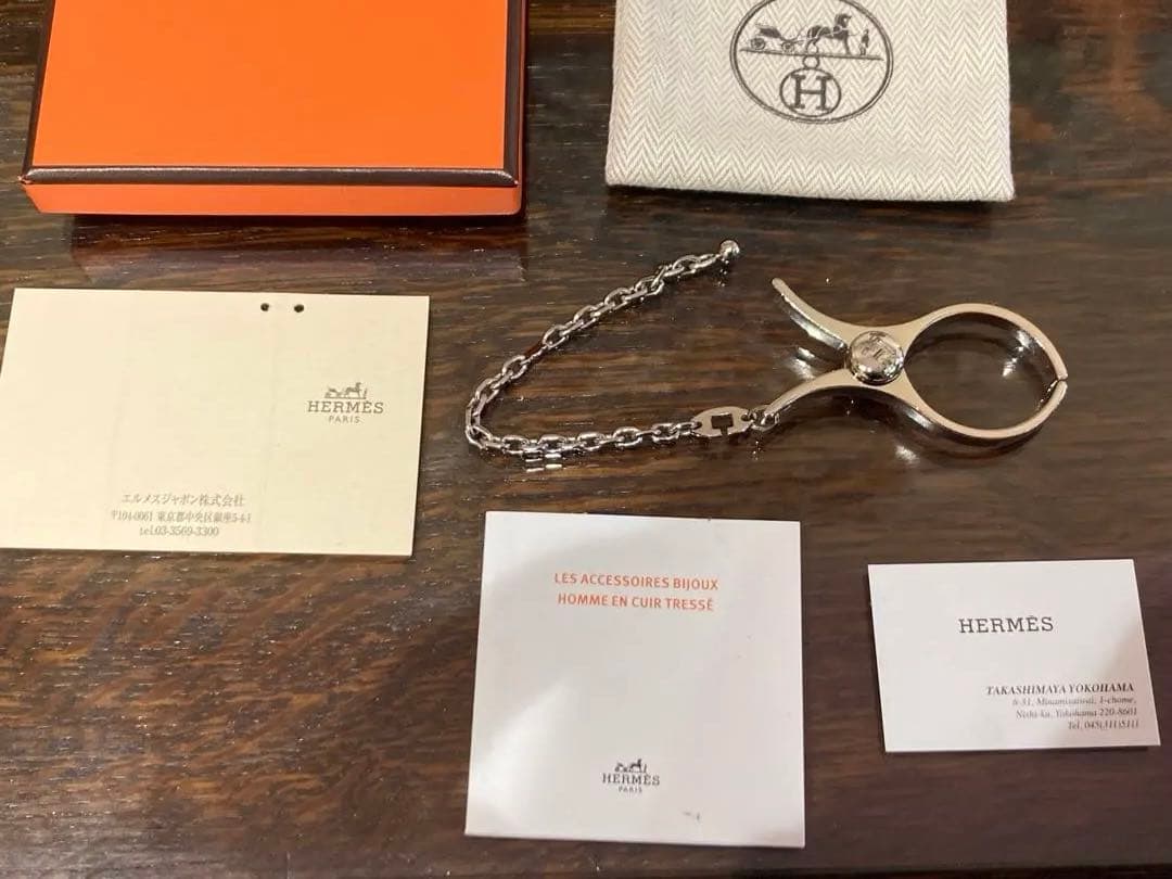 HERMES グローブホルダーmade in france シルバー箱保存袋付き