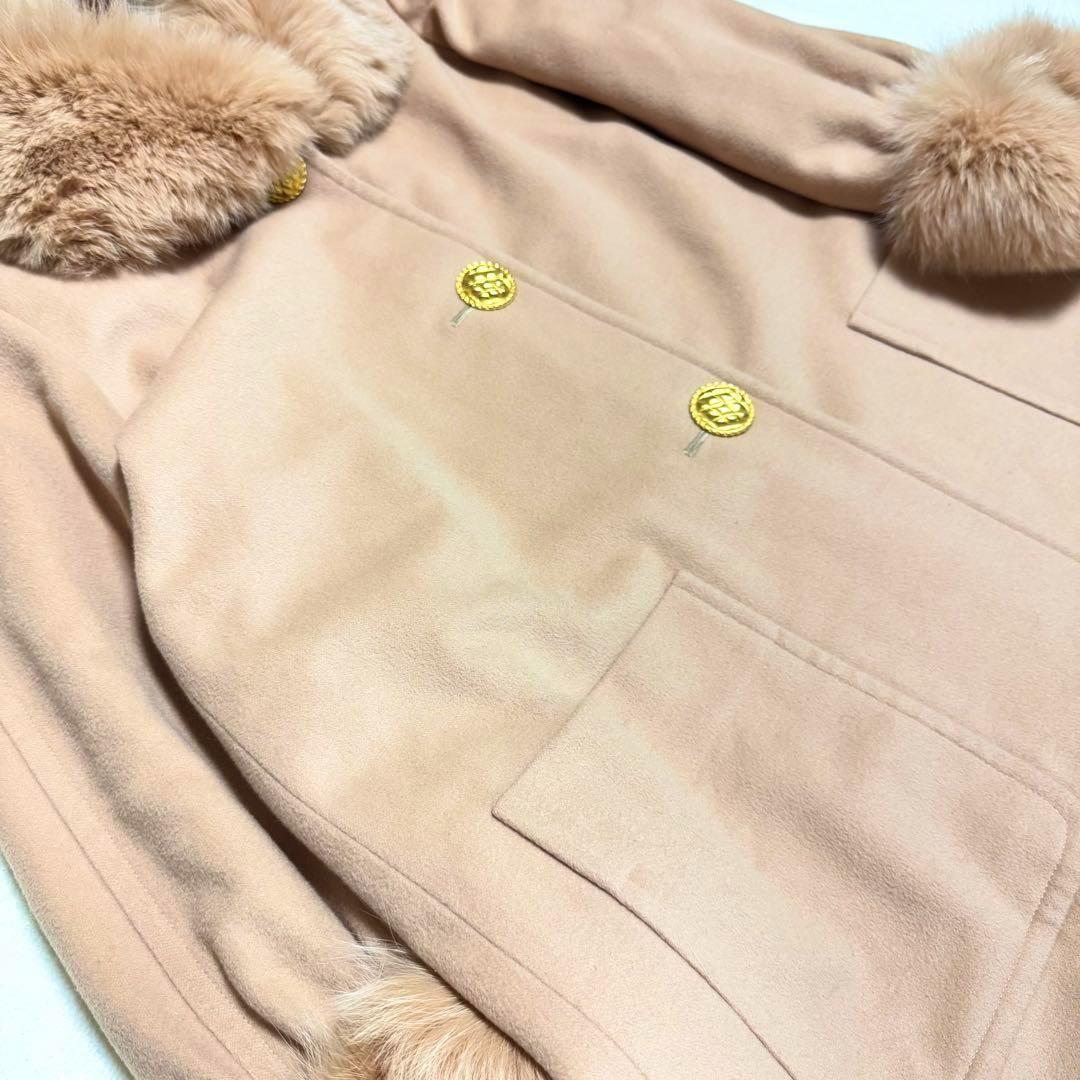 高級 フォクシー フォックスファー 金ボタン ロングコート