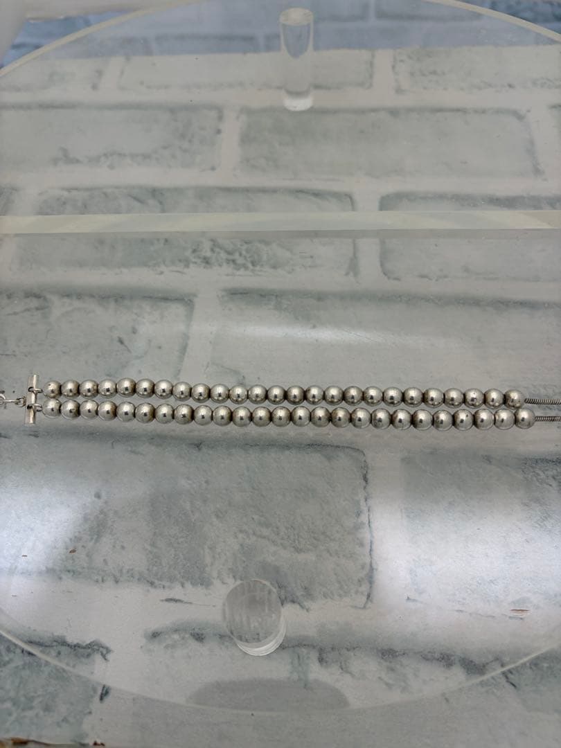 希少　オールドティファニー　ヘビー　Tバー　2連　ボールチェーン　ブレス　53g