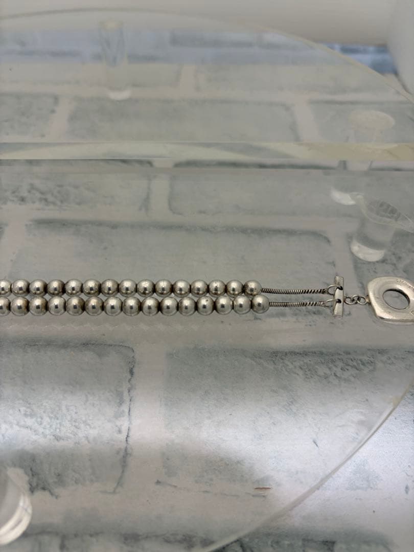 希少　オールドティファニー　ヘビー　Tバー　2連　ボールチェーン　ブレス　53g