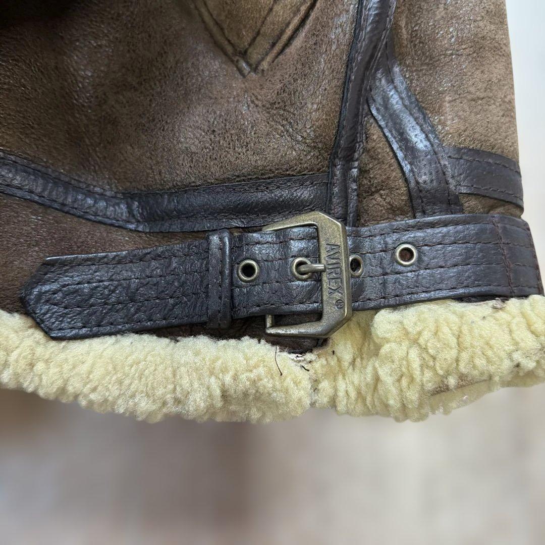 AVIREX B-3ブラウンレザー フライトジャケット ボア付き