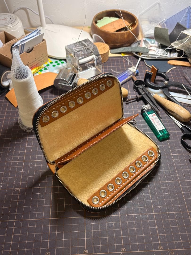 ★受注生産★ 渓流ルアーワレット　ブラウン　本革　トラウト　レザークラフト