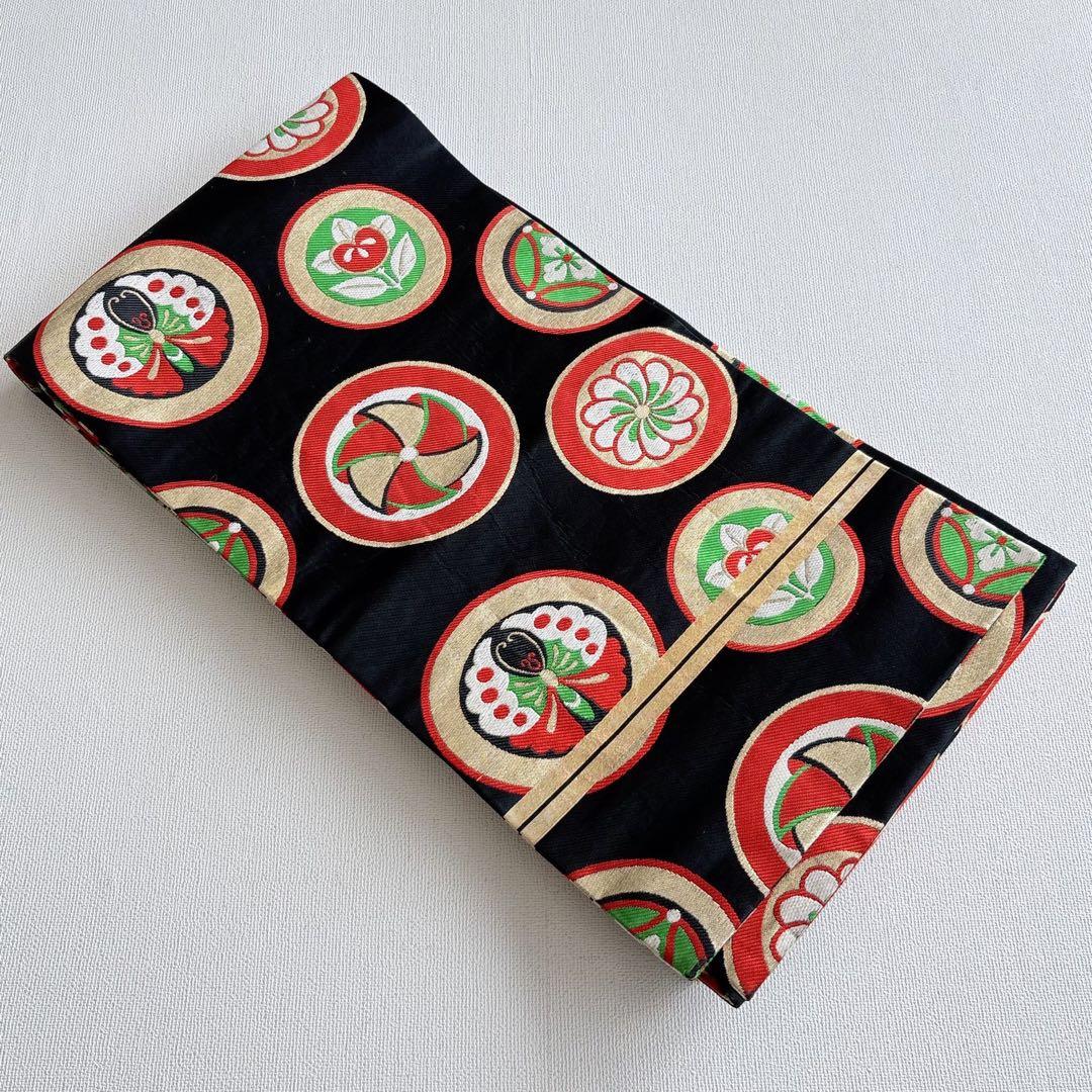 七五三　7歳女の子　フルセット　きもの　赤　小振袖　古典柄　家紋　7289