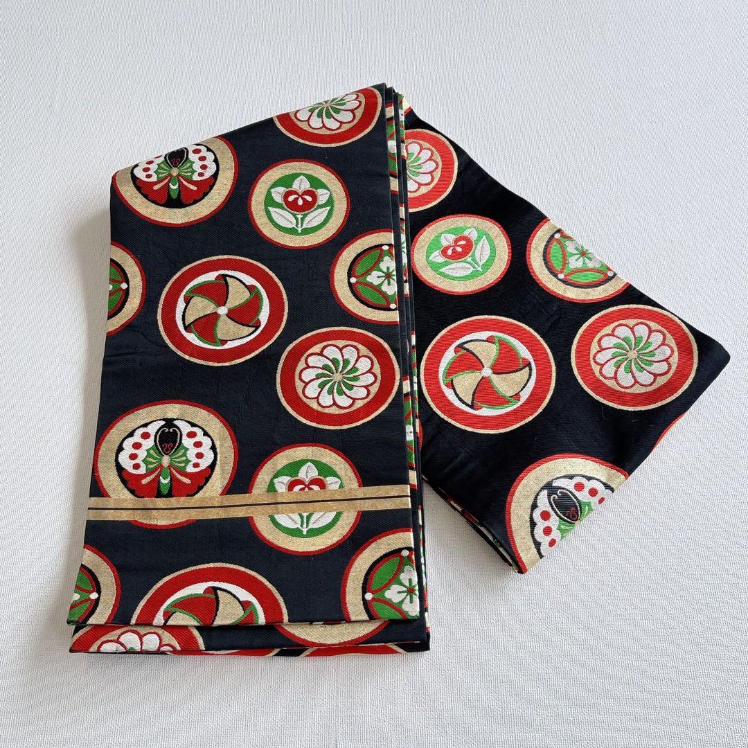 七五三　7歳女の子　フルセット　きもの　赤　小振袖　古典柄　家紋　7289