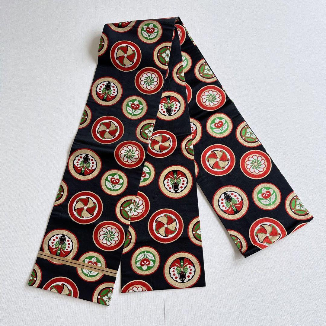 七五三　7歳女の子　フルセット　きもの　赤　小振袖　古典柄　家紋　7289