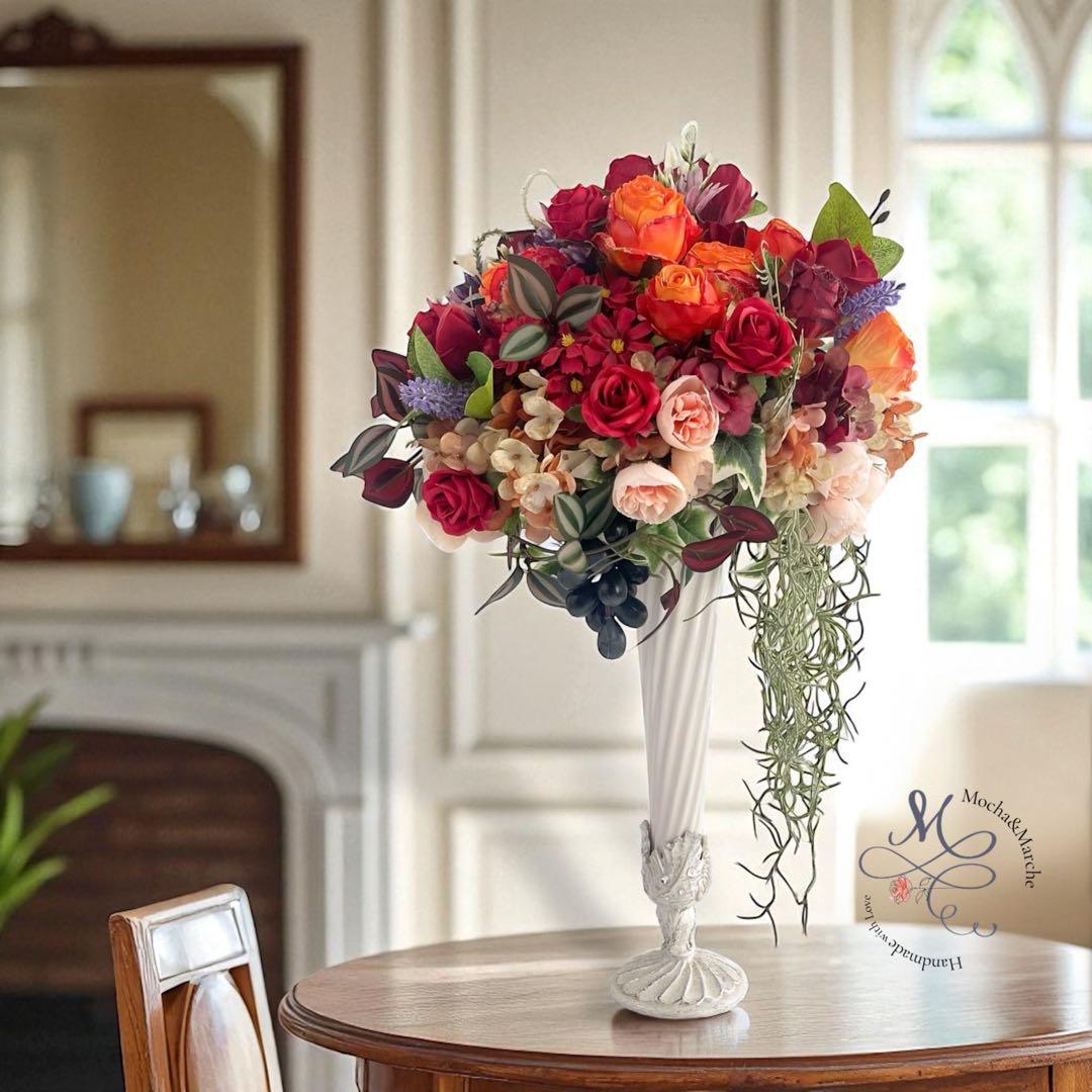 エレガントアレンジメント 花瓶付き 華やぐ高級アーティフィシャルフラワー