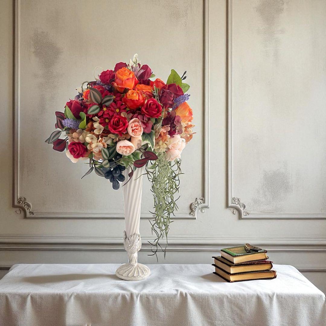 エレガントアレンジメント 花瓶付き 華やぐ高級アーティフィシャルフラワー