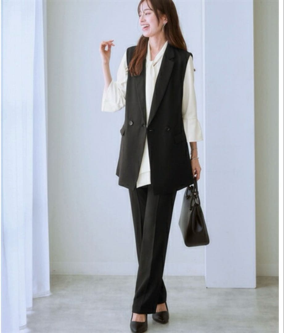 ジレ　セットアップ　パンツスーツ　3点セット　セレモニー　フォーマル　L