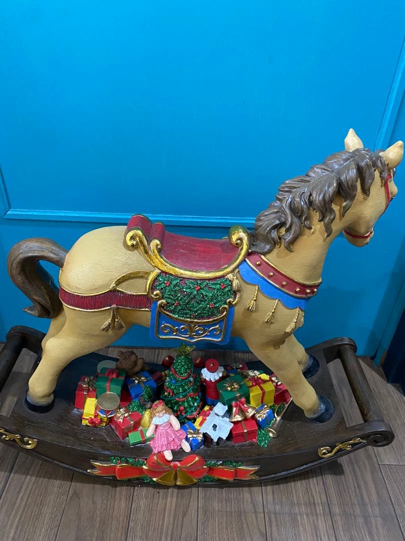 (美品)クリスマス ロッキングホース 電飾　メロディ　高さ38㎝×幅55㎝