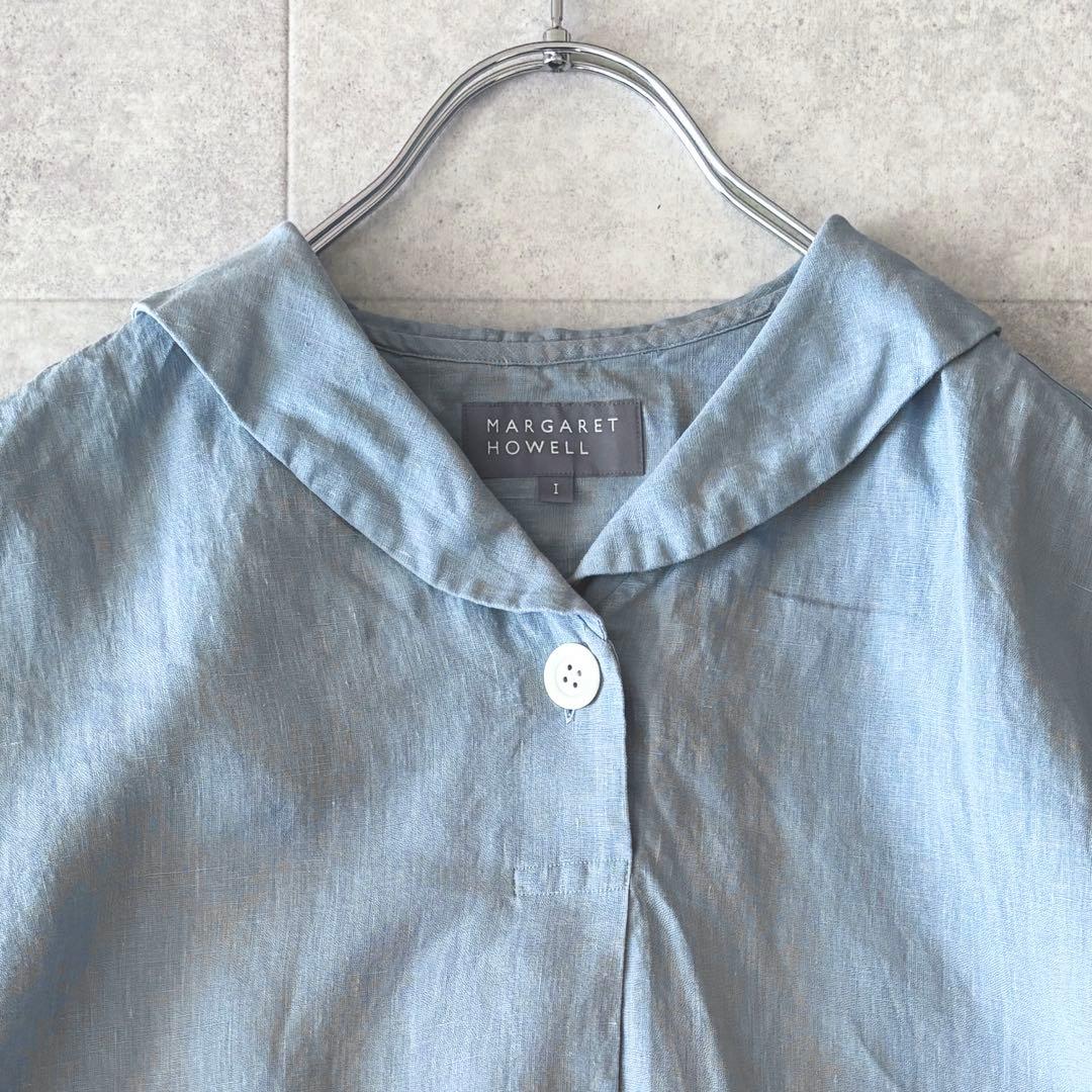 未使用級✨️24SS 3,5万 マーガレットハウエル 半袖ブラウス 水色 1