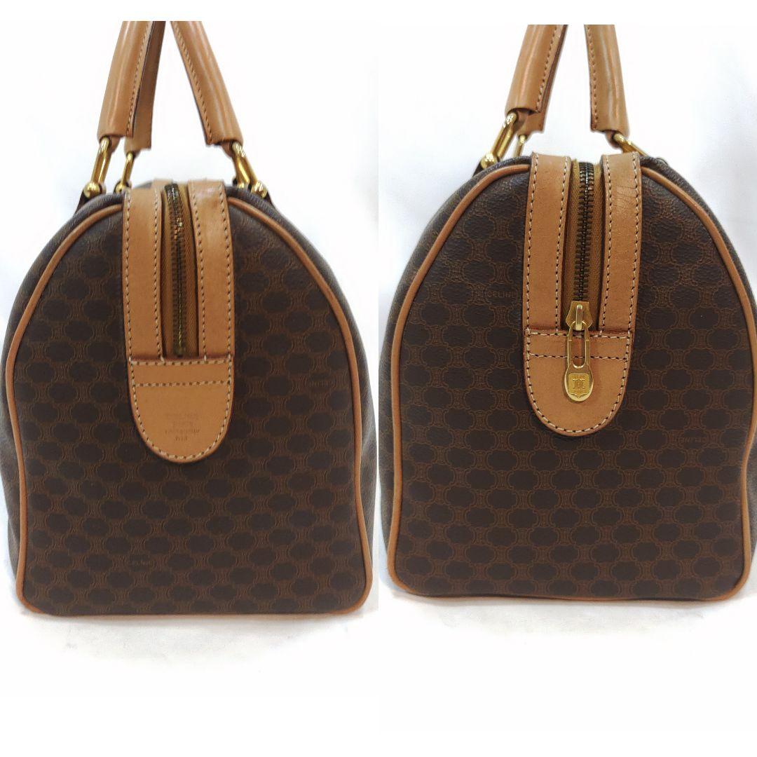 【美品】セリーヌ ボストンバッグ レザー×PVC A4可 マカダム柄 ブラウン