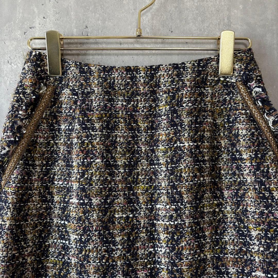 新品✨Viaggio Blu 高級ツイード タイトスカート 秋冬　フリンジ