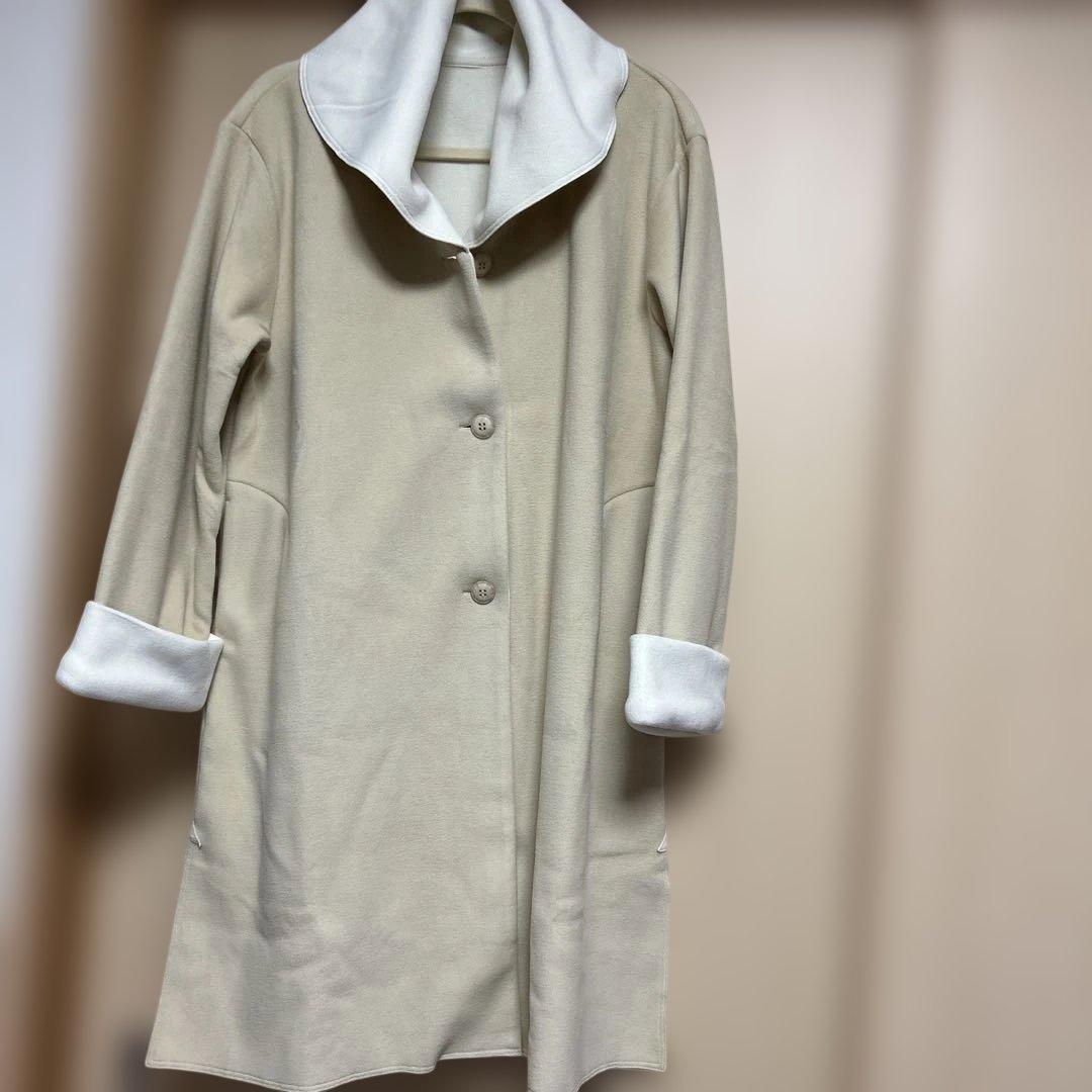 キッドブルーガウンバイカラーフリース ベージュ