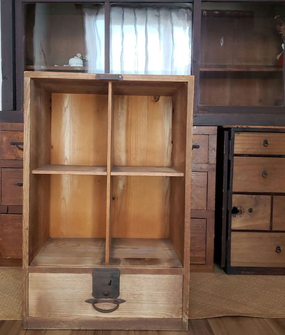 アンティーク 古い枡棚 古家具 引き出し 棚　収納棚 ディスプレイ