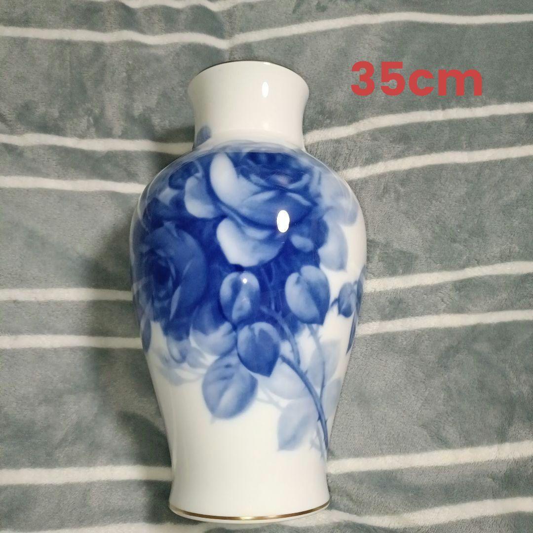 大倉陶園　ブルーローズ　花瓶　35cm