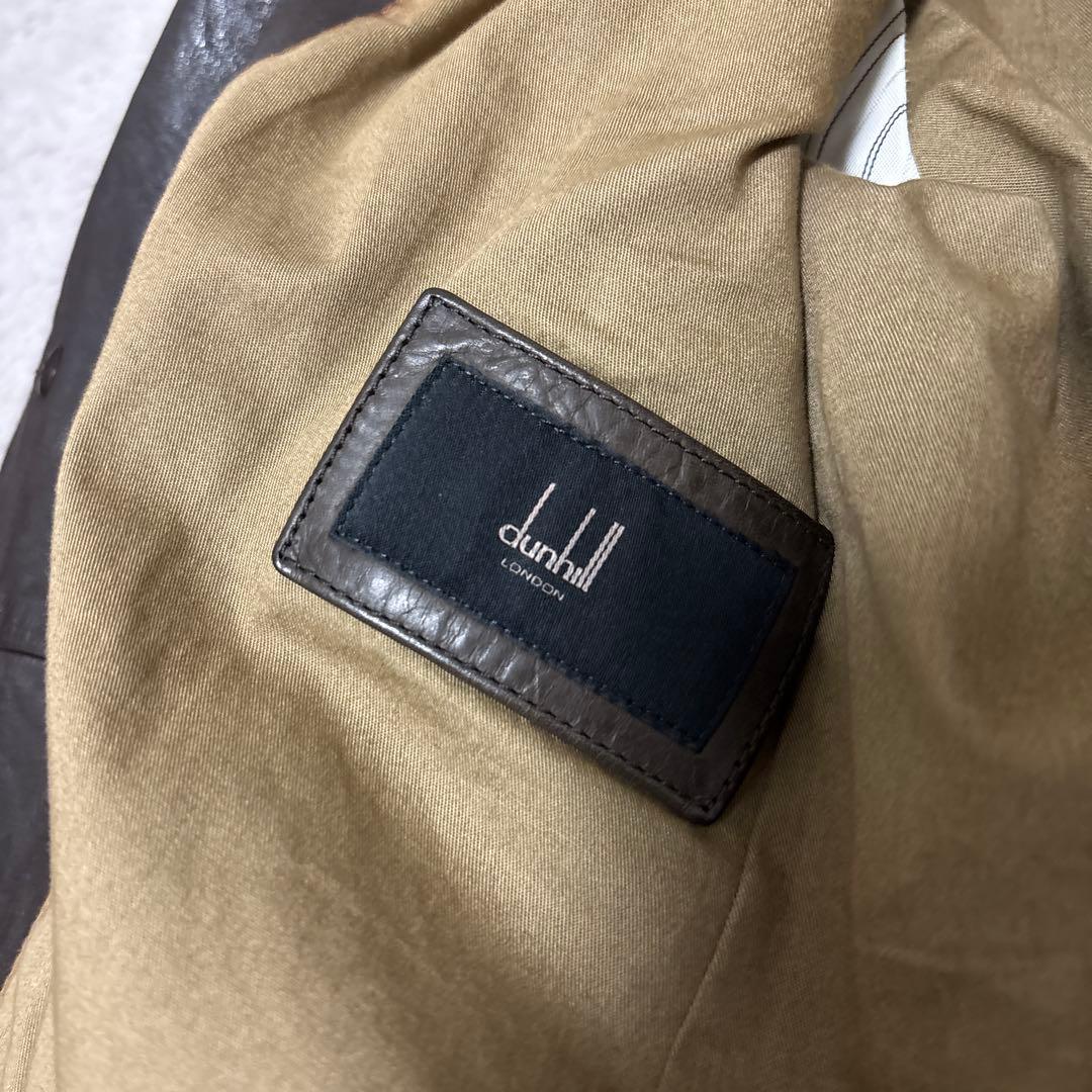 dunhill　ラムレザー　テーラードジャケット　ブラウン　羊革　本切羽