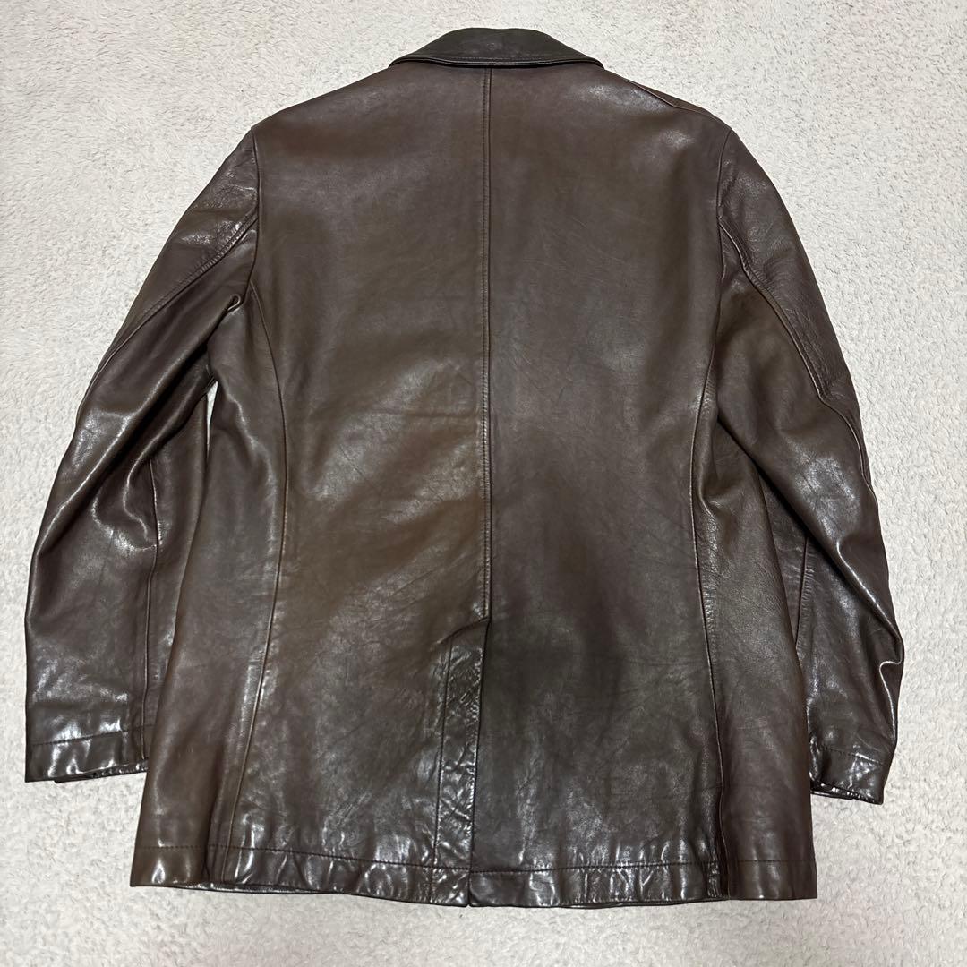 dunhill　ラムレザー　テーラードジャケット　ブラウン　羊革　本切羽