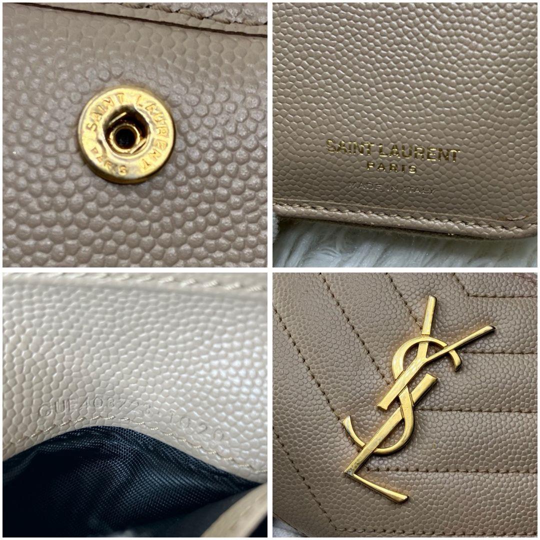 美品✨イヴサンローラン YSL 財布 コンパクト ベージュ レディース