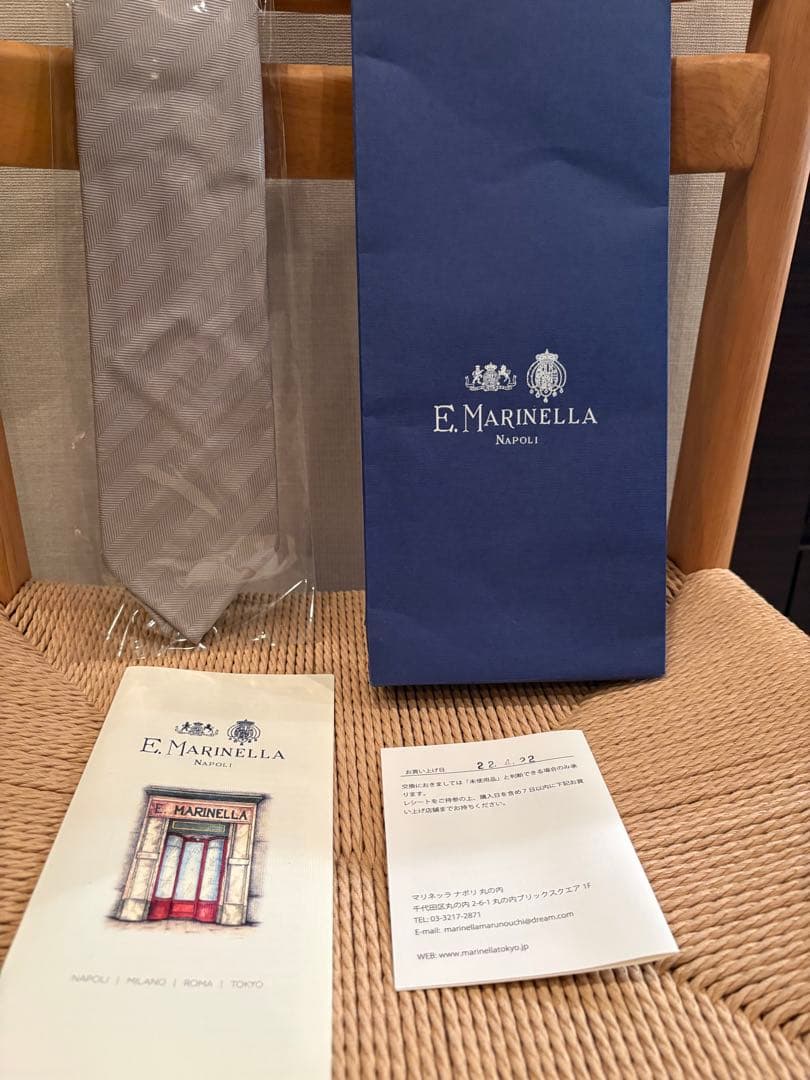 E. Marinella シルバー ネクタイ
