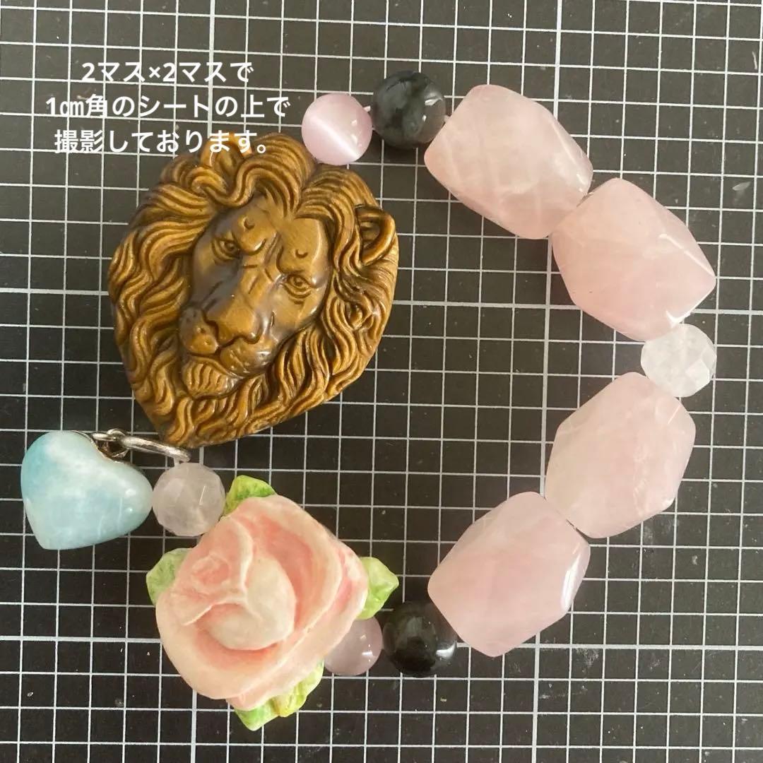 【種名　日本鹿の角】 オリジナル彫刻⭐️プリンセスローズと野獣⭐️ 虎目石　☆匿名☆