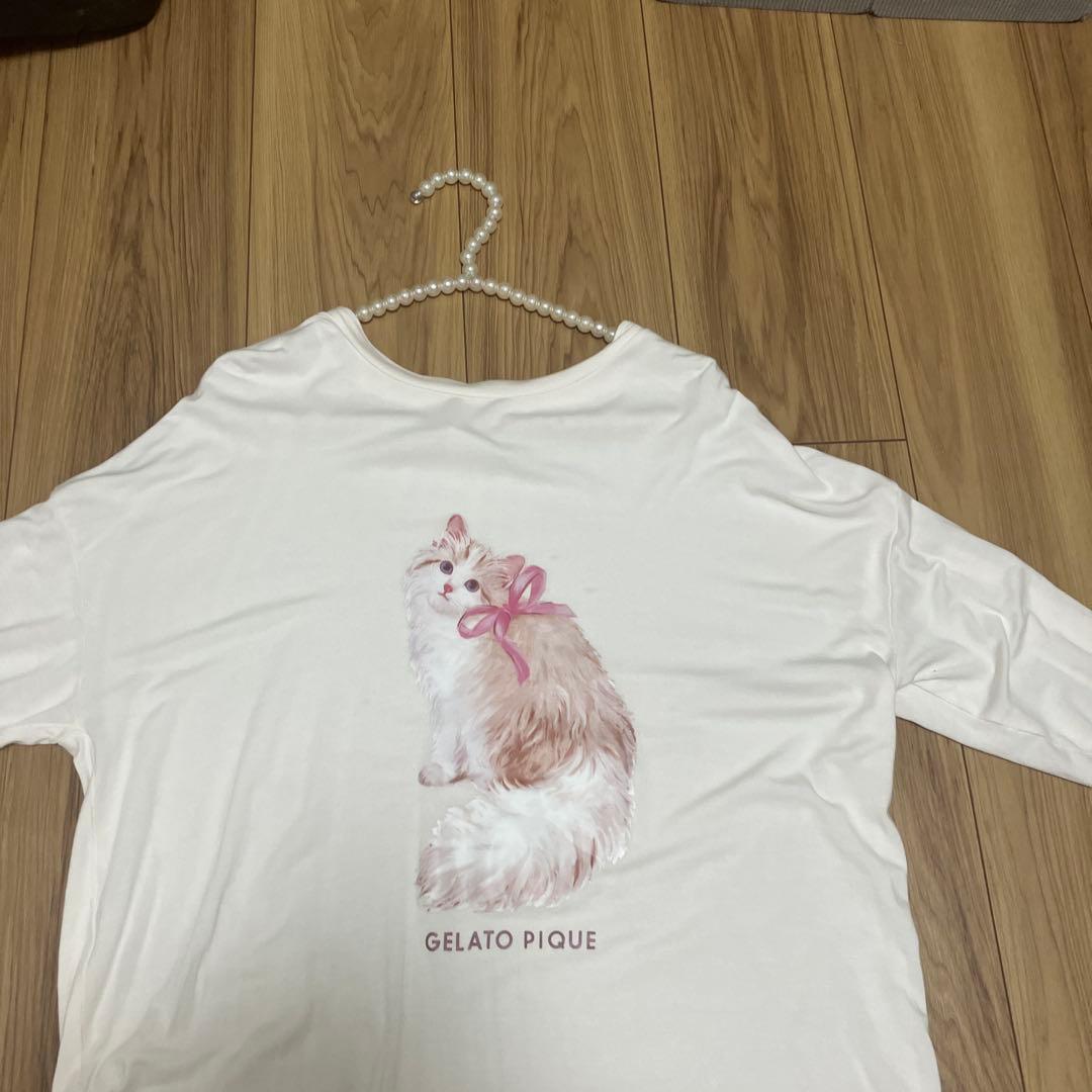 ジェラートピケ　catジャガードプルオーバー　ロングパンツ　ロンt ピンク