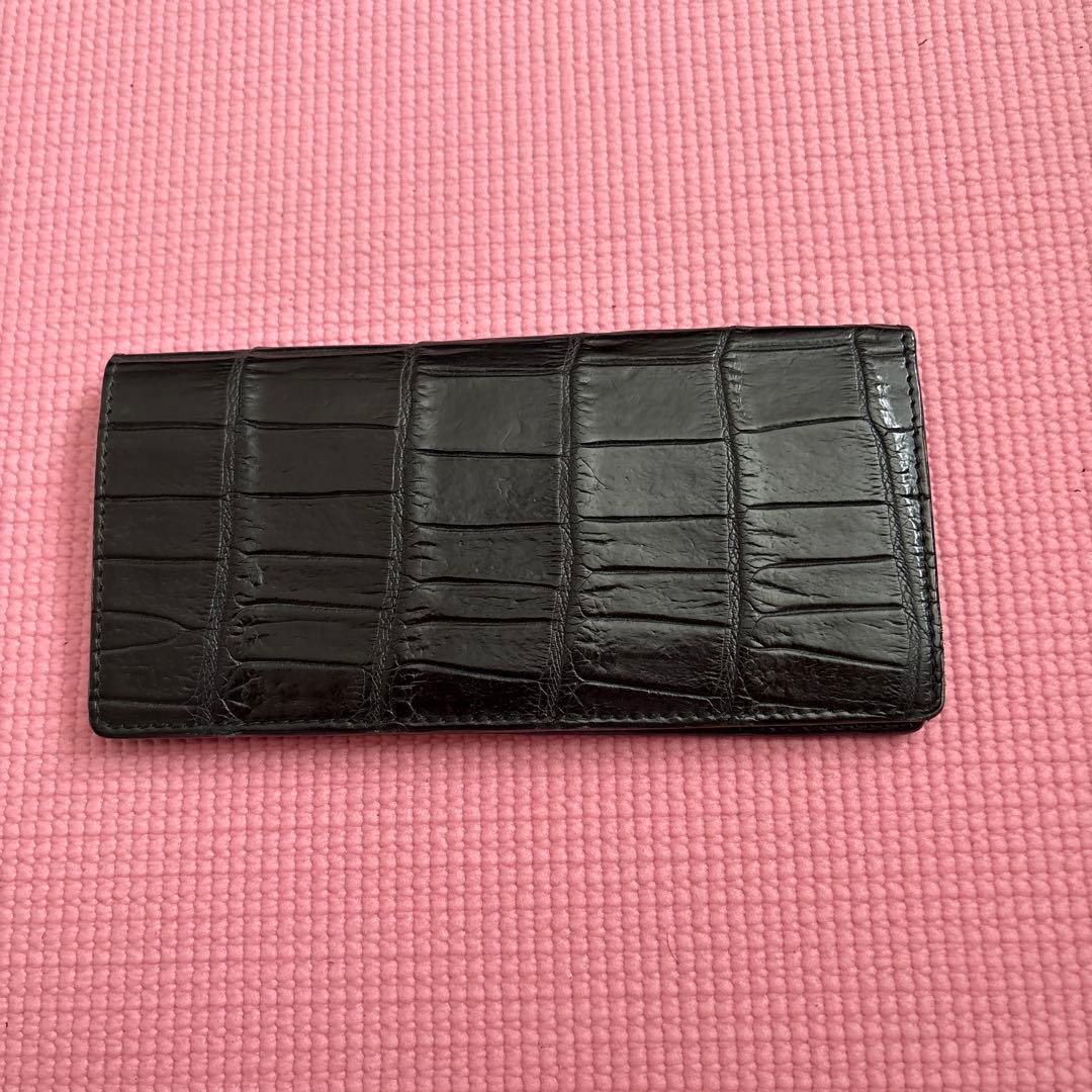 大峡鞄　クロコダイルレザー ブラック 長財布