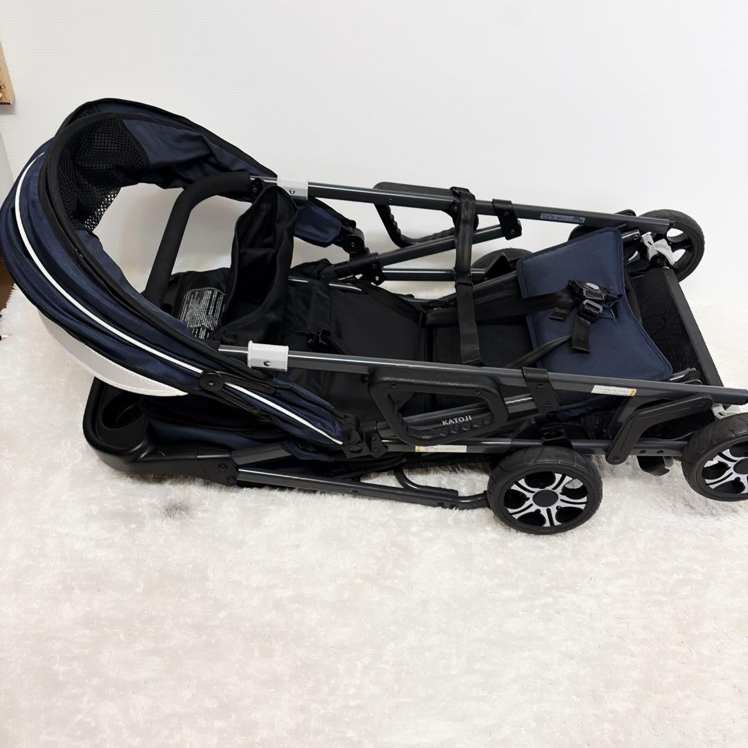 美品　カトージ　2人でゴー 縦型 スリム　2人乗りベビーカー　双子