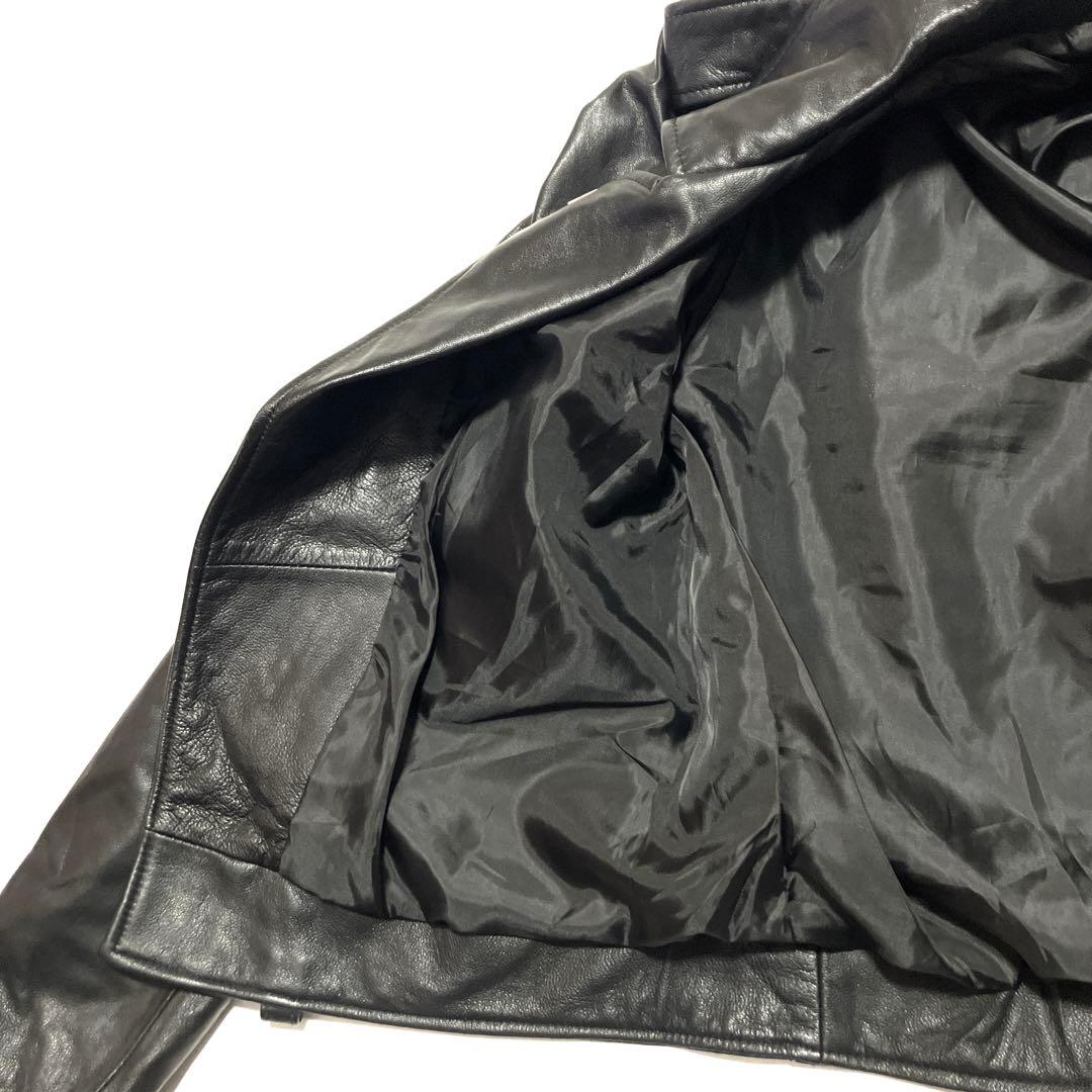 ブラック　レザー　ダブルライダースジャケット