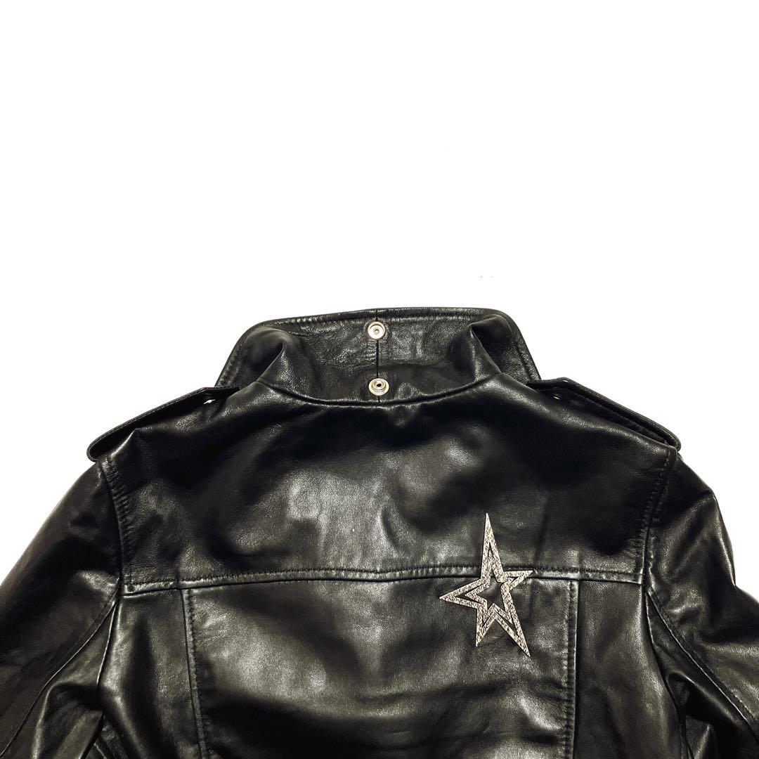 ブラック　レザー　ダブルライダースジャケット