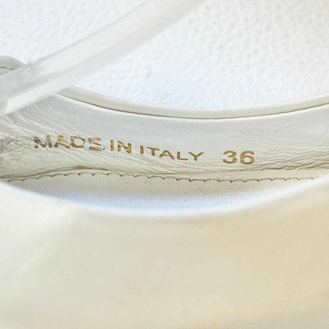 プラダ PRADA スリングバック パンプス トライアングルロゴ ホワイト 36