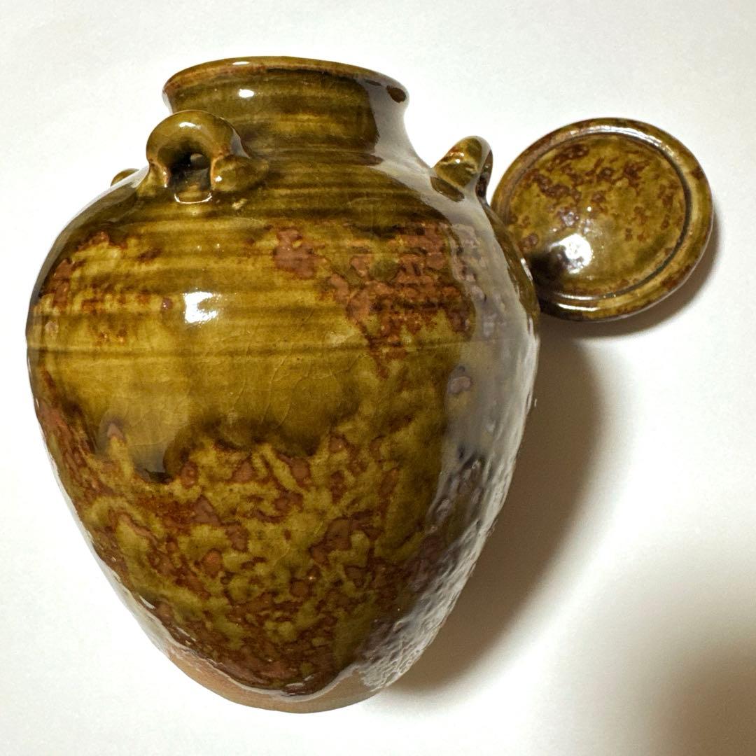 志戸呂焼　白幡鳳悦作　四耳 祖母懐　壺　花瓶　フラワーベース　茶壺