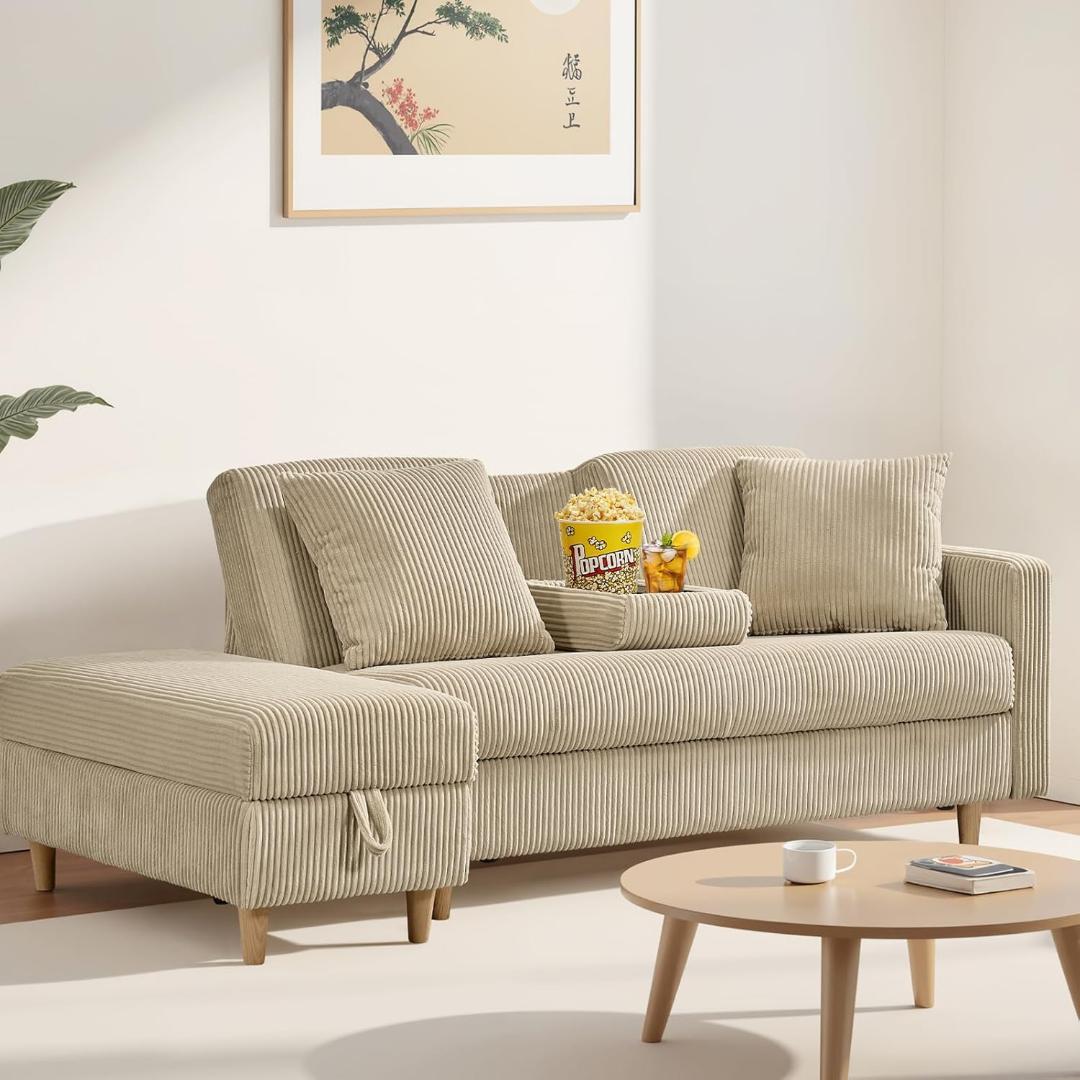 ソファ　ソファーベッド　カウチソファ　3人掛け　オットマン付き　多機能ソファ