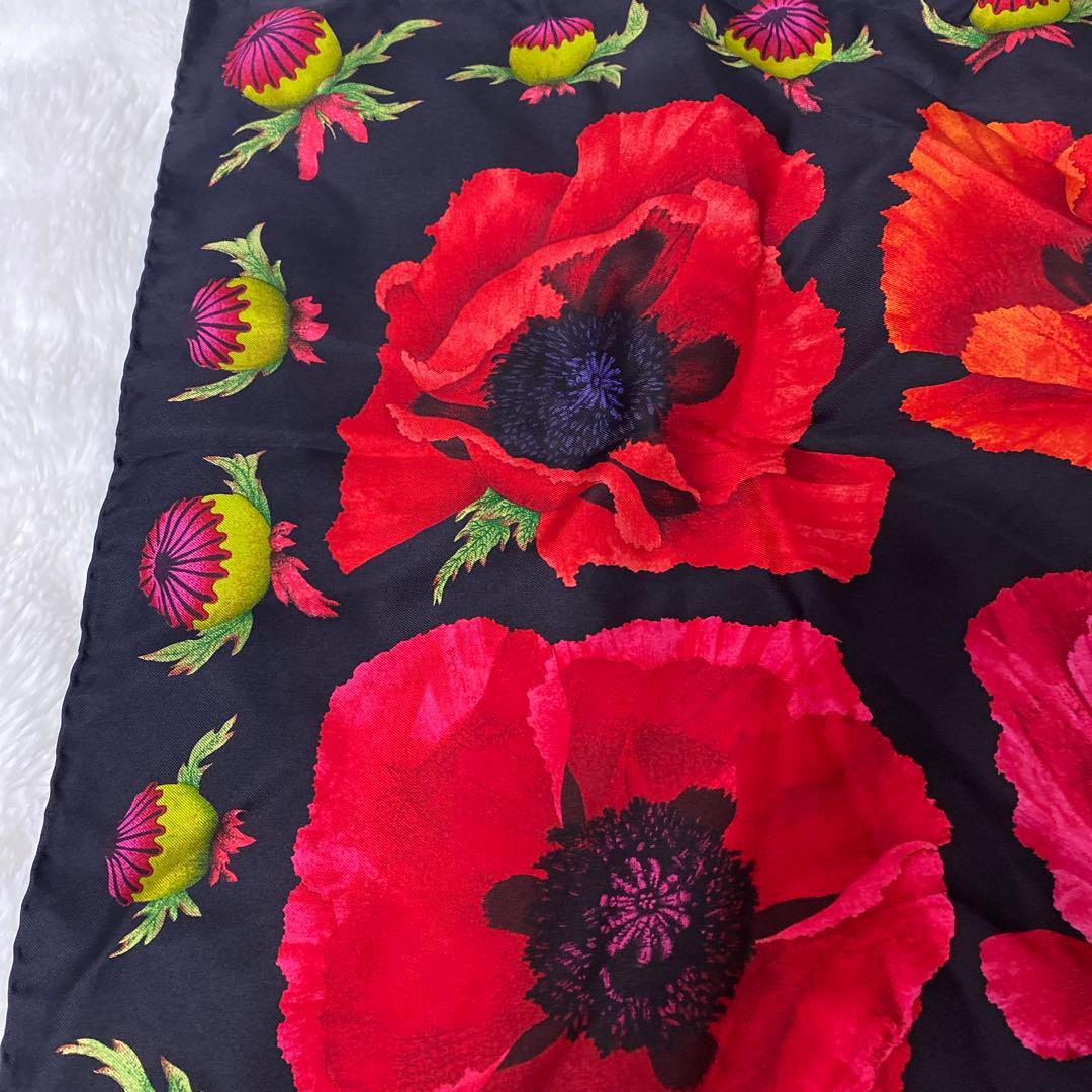 GUCCI ポピー花柄 シルクスカーフ