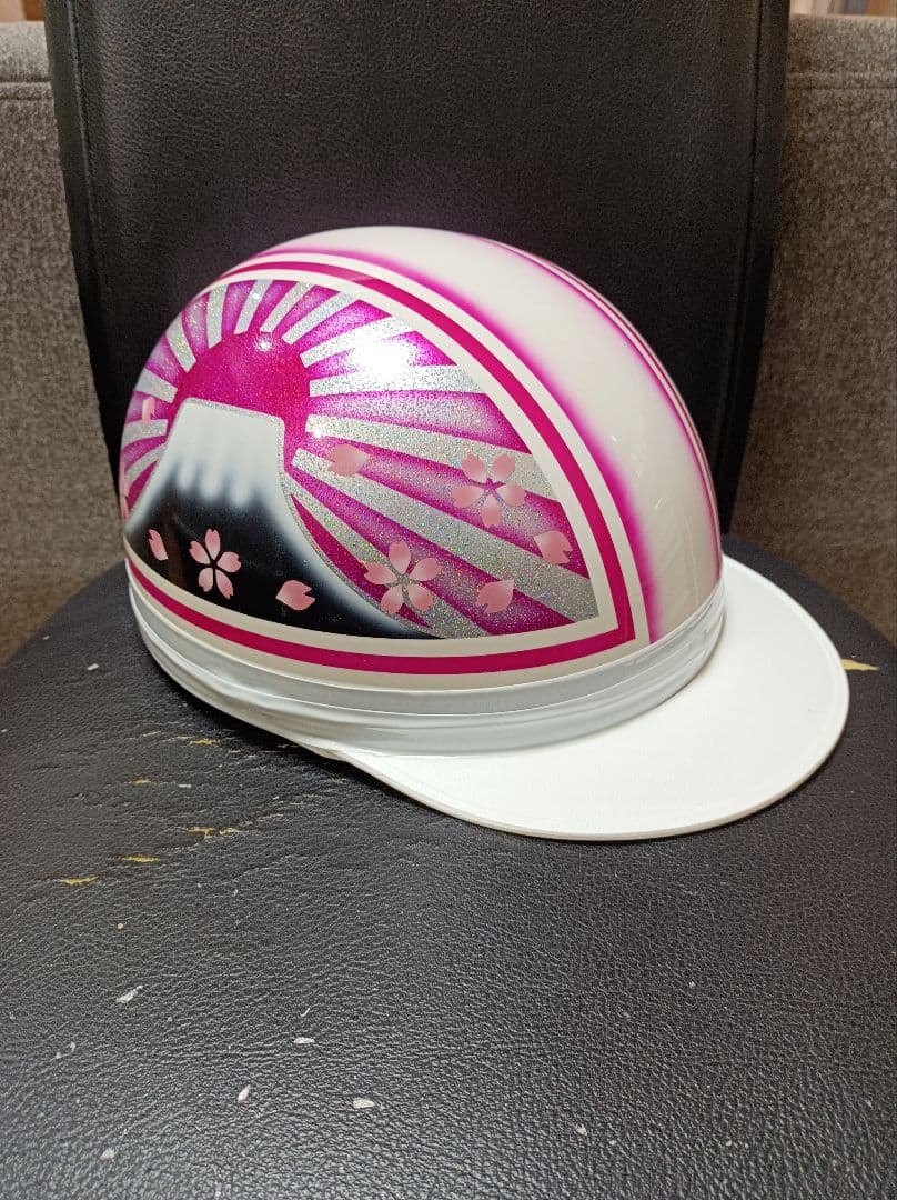 カスタムコルク半　白✘Candyピンク富士日章　七色ラメ