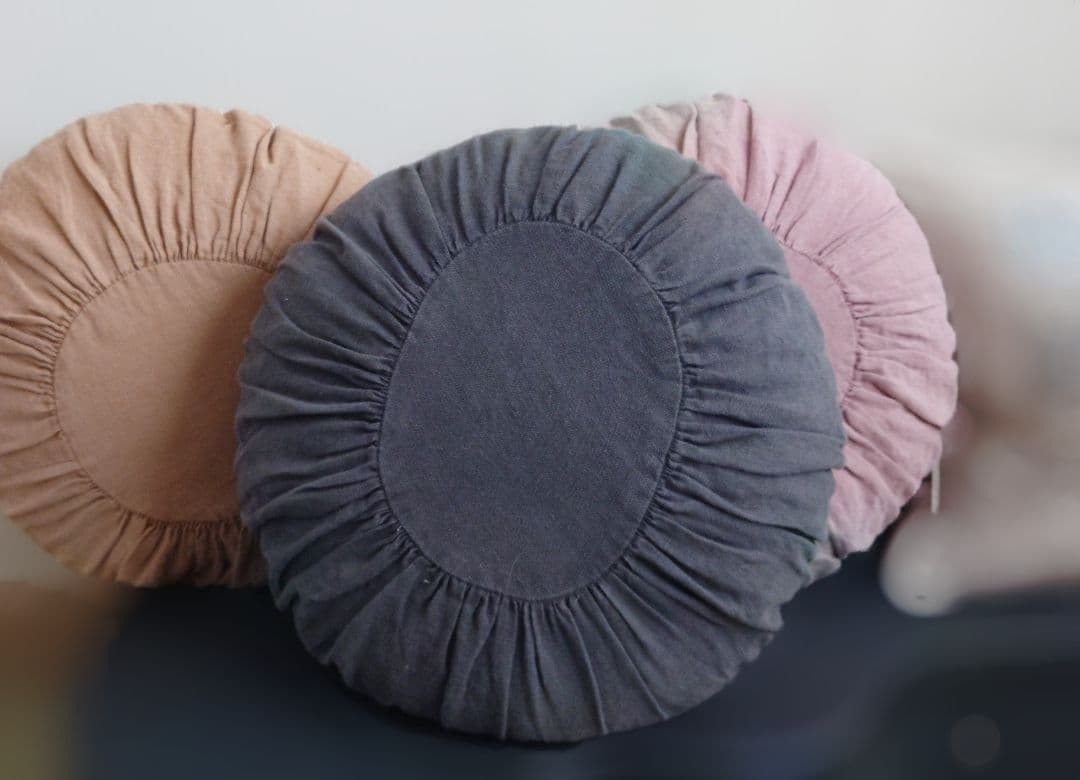 Orné de Feuilles リネン・ラウンドクッション 2個セット