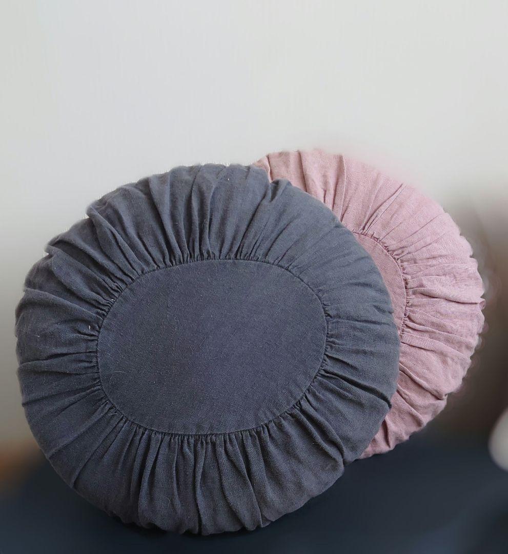 Orné de Feuilles リネン・ラウンドクッション 2個セット