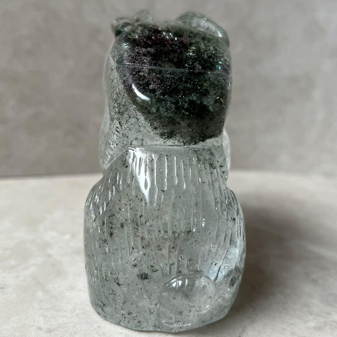 ガーデンクォーツ　うさぎ　リュック　虹　１点もの　手彫り　天然石