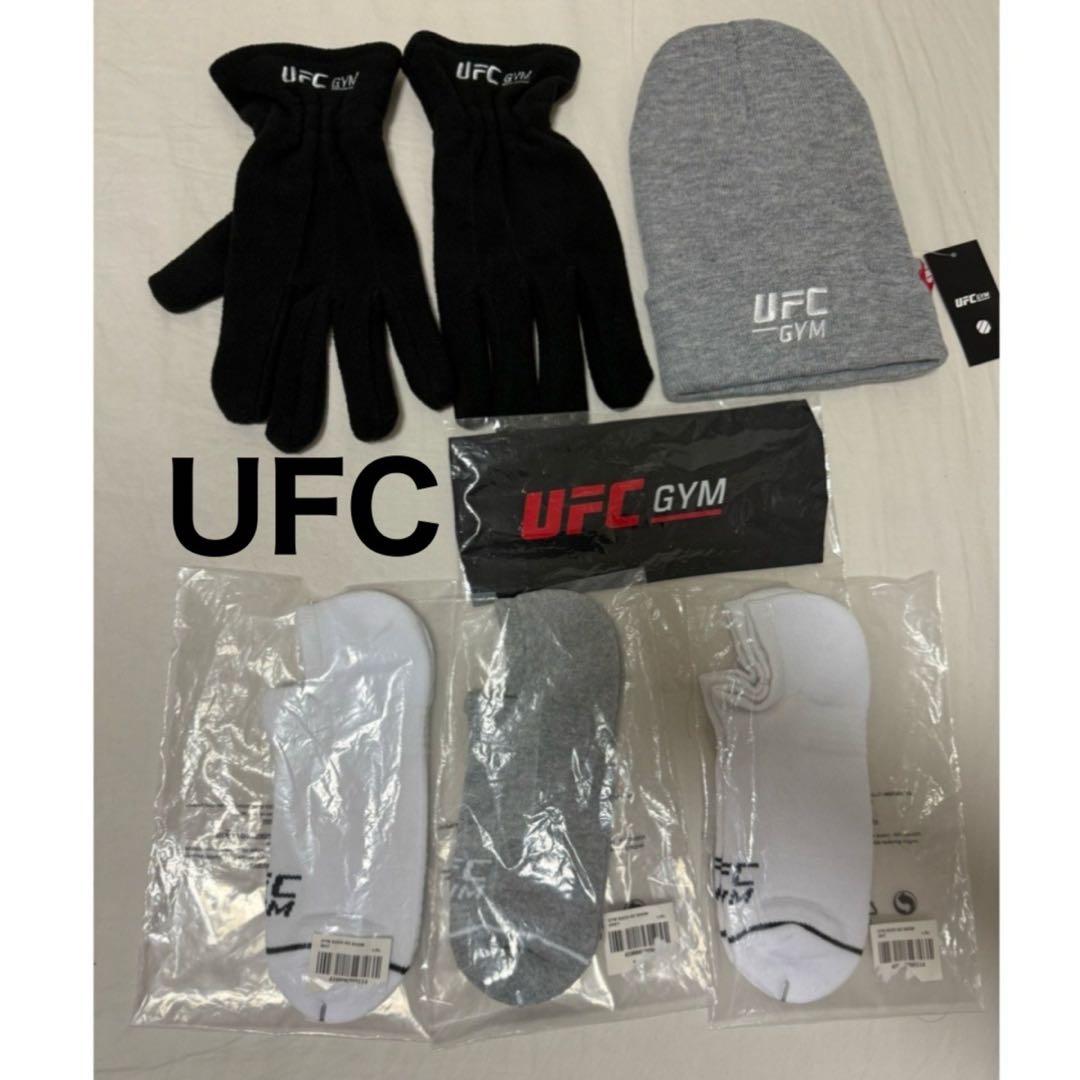[新品未使用]UFC GYM ニットキャップ& 手袋&ヘッドバンド&ソックス3足