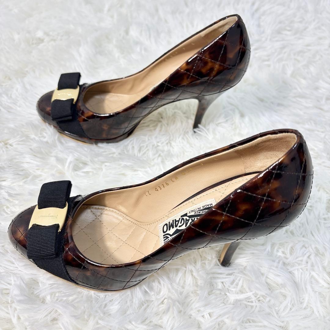 ☆極美品☆サルヴァトーレフェラガモ パンプス ハイヒール ヴァラリボン べっ甲