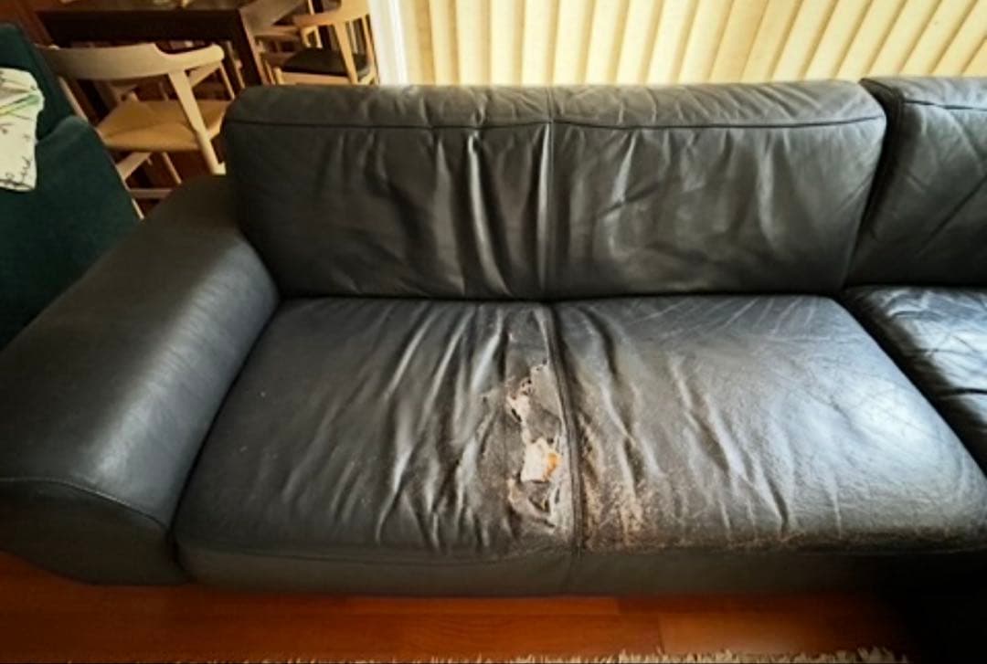 送料のみ　黒レザー ソファ　カウチ