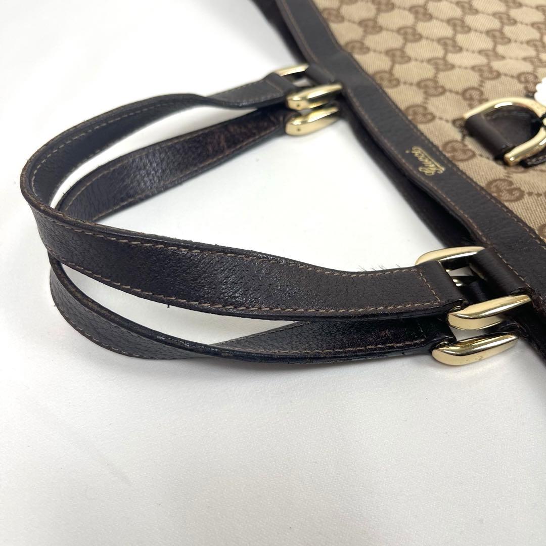 グッチ　トートバッグ　アビー　GGキャンバス　ロゴ総柄　プリント　レザー　極美品