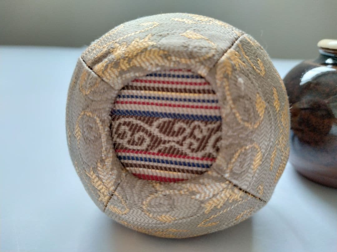 古瀬戸文琳茶入　加藤唐三郎　雲頭段織紋 茶道具