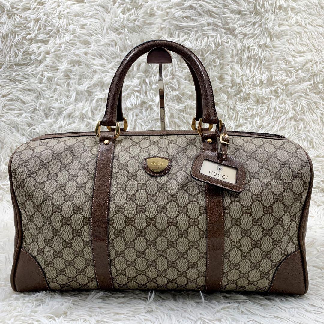 【✨美品✨】オールドグッチ ボストンバッグ 大容量 GGスプリーム ブラウン
