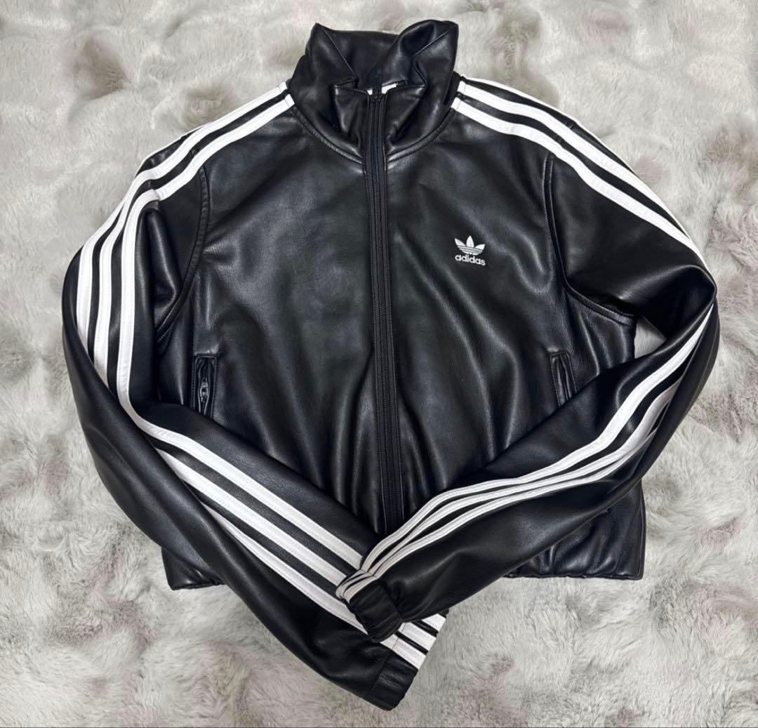 adidas フェイクレザージャケット S