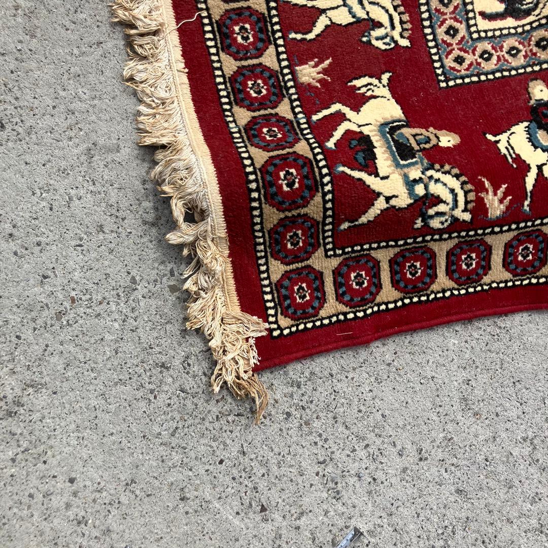 ヴィンテージ 馬 動物柄 民族柄 ペルシャ絨毯 大型絨毯 カーペット ラグ