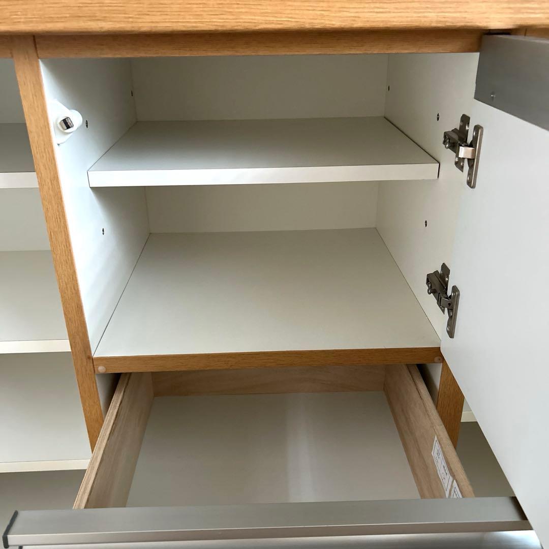 【たのめる便】ニトリサイドボード/食器棚　モデナ2 120LBR ガラス扉