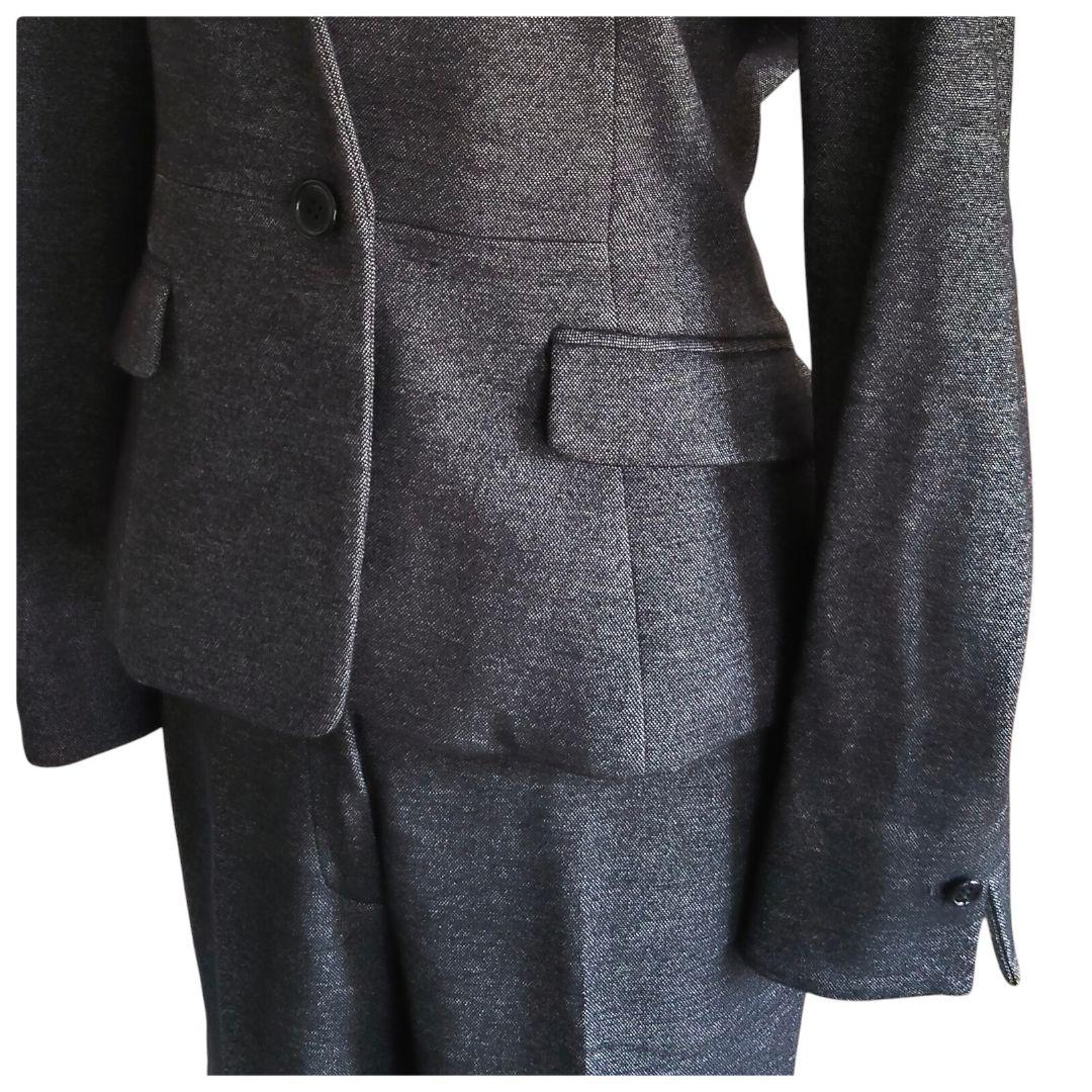 美品♡ナラカミーチェ 黒系 暖か ツィード風ウール混ストレッチパンツスーツ