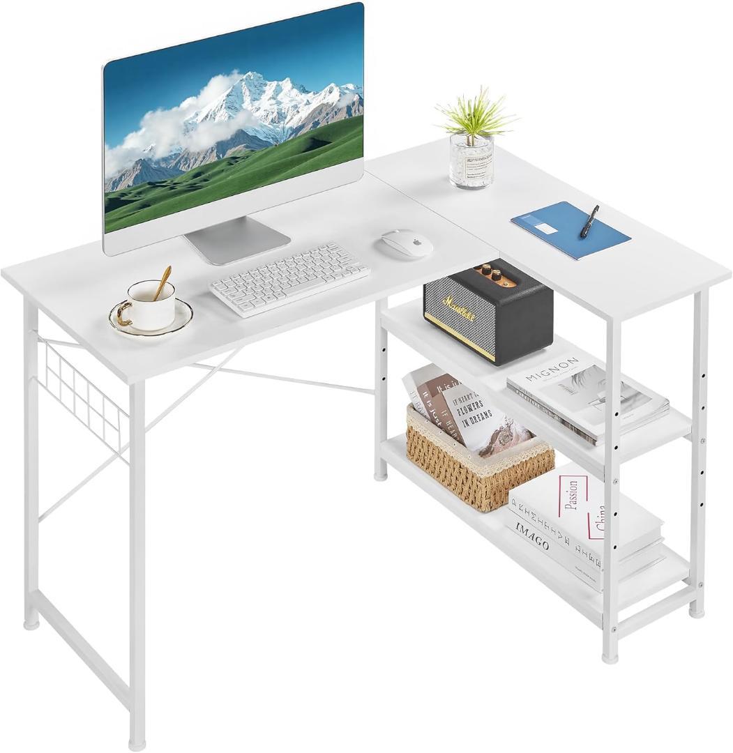 パソコンデスク L字デスク 幅110×奥行80×高さ75cm 棚付 A4対応