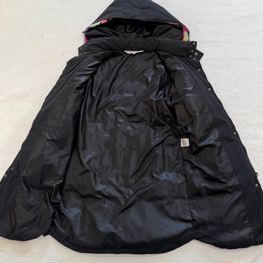 レオナール　ダウンコート　フェザー　フード　ロゴ刻印ボタン　日本製　ブラック　M